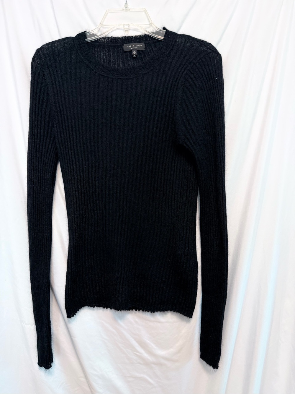 rag & bone Black Ribbed Crew Sweater